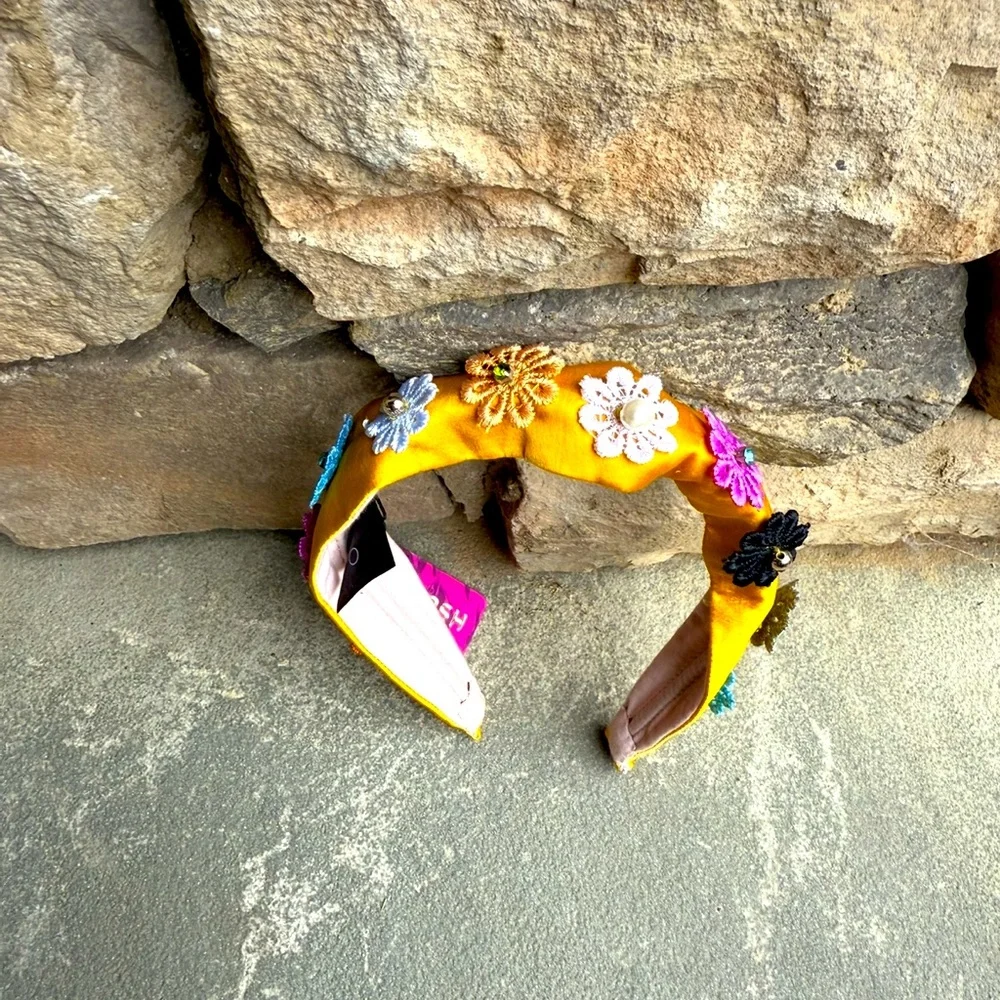 New🌟Anthropologie-Namjosh Floral With Rhinestones Headband